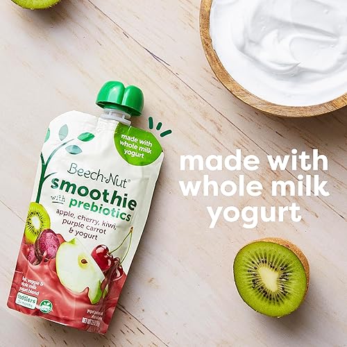 Beech-Nut Toddler Smoothies Variety Pack, Yogurt Smoothies with Prebiotics, Baby & Toddler Food Pouches, 3.5 oz (18 Pack) - Jamouz
