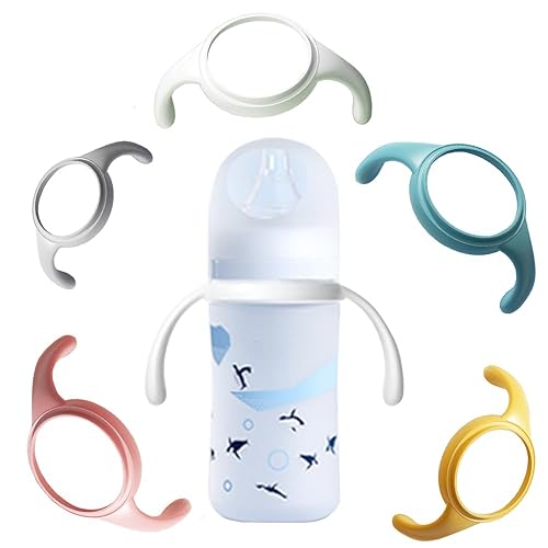 Pack of 5, Bottle Handles Grips Compatible for Pigeon 3rd Generation Silicone Coating Nursing Bottle, PPSU/PP/Glass Nursing Wide Neck Bottles - Jamouz