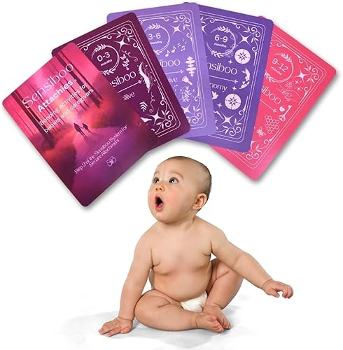 Attachies™ Activity Cards for Babies 0-12 Months - Social Emotional Development, Bonding & Sensory Stimulation, Safe & Durable, Portable for Interactive Play - Jamouz