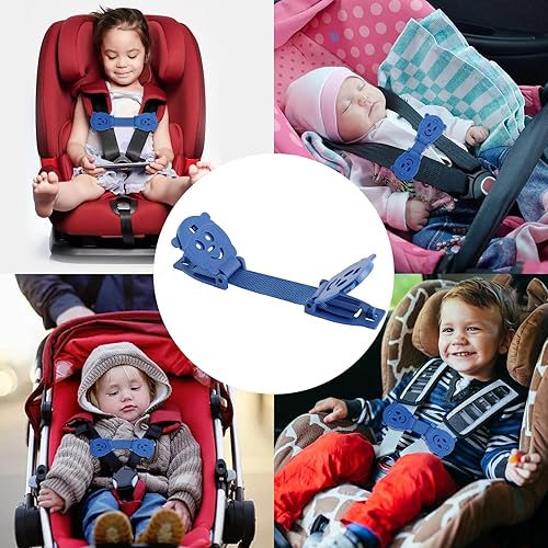 Anti Escape Strap, Baby Harness Chest Clip Safety Clip, Prevent Children/Kids Taking Their Arms Out of Child High Chairs/Strollers/Baby Reins, Blue(2 Pack) - Jamouz