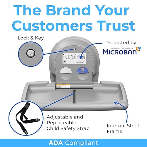 Koala Kare Surface-Mounted Horizontal Baby Changing Station with Stainless Steel Veneer, Model KB300-01SS (Grey) - Jamouz