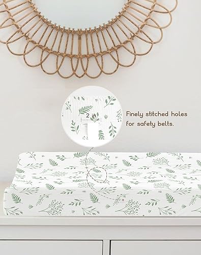 Changing Pad Cover for Baby Boy Girl 2 Pack, Muslin Changing Table Pad Covers with Boho Style, Neutral Nursery Bedding Essentials Soft and Breathable(Dusty Rose & Flower-A) - Jamouz