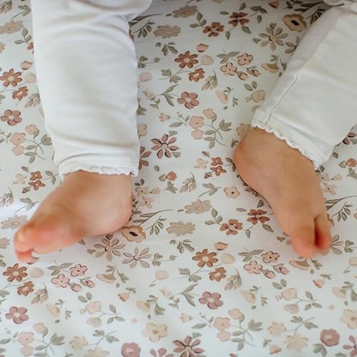 Baby Changing Pad Cover 2-Pack for Girls (Fleurette) - Premium Fitted Sheets Baby Diaper Changing Table Cover - Buttery Soft Cotton Blend - Jamouz