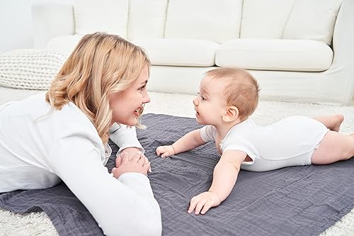 Baby Muslin Swaddle Blankets for Boys and Girls,4-Pack Breathable and Skin-Friendly,Wrap Soft Silky Cotton Muslin Swaddle Blankets/Atrovirens/Green/Apricot White/Grey… - Jamouz