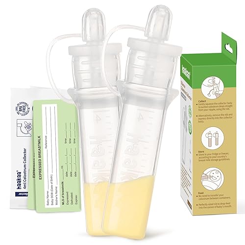 haakaa Colostrum Collector Syringes for Breastmilk Collector for Breastfeeding Moms to Collect Store and Feed Colostrum, 0.1oz/4ml, 2pcs - Jamouz