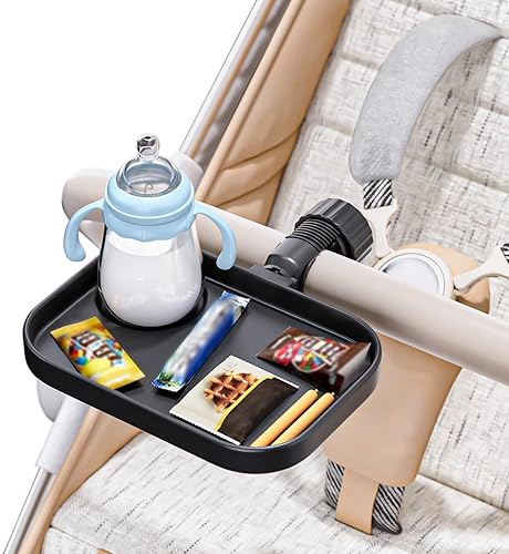 KDD Universal Stroller Snack Tray, 2-in-1 Stroller Tray with Cup Holder, Quick Install Drink Holder Organizer Tray Accessories, Compatible with Shopping Cart Uppababy, Baby Jogger, Britax, BOB - Jamouz