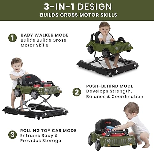 Jeep Classic Wrangler 3-in-1 Grow with Me Walker by Delta Children, Red - Jamouz