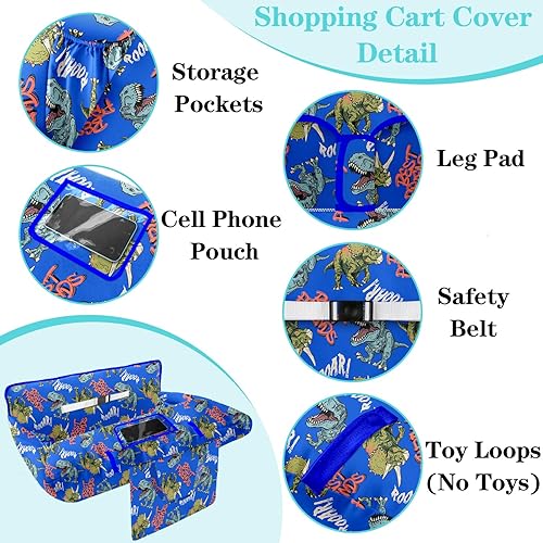 Shopping Cart Cover for Baby Girl Boy 2-in-1 High Chair Water Resistant High Chair Cover w/Phone Pouch Pocket Gender Neutral Cart Cover for Babies Padded Grocery Cart Cover for Baby - Jamouz
