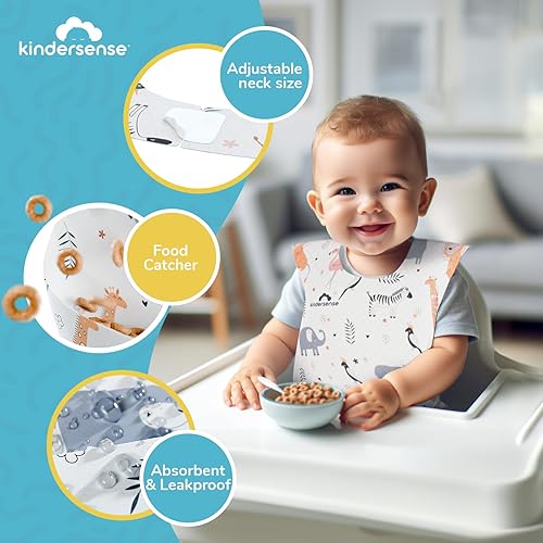 KinderSense® Disposable Baby Bibs for Feeding/Drooling – Travel Bibs for Baby | Absorbent + Leakproof Disposable Bibs Baby - Jamouz