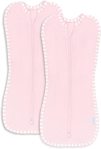 Comfy Cubs Swaddle Blanket Baby Girl Boy Easy Zipper Wrap 2 Pack Newborn Infant Sleep Sack (Small 0-3 Months, Blush, Mauve) - Jamouz