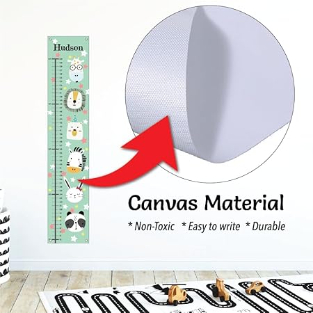 Personalized Kids Canvas Growth Chart, Height Chart, Growth Chart Banner, Train - Jamouz