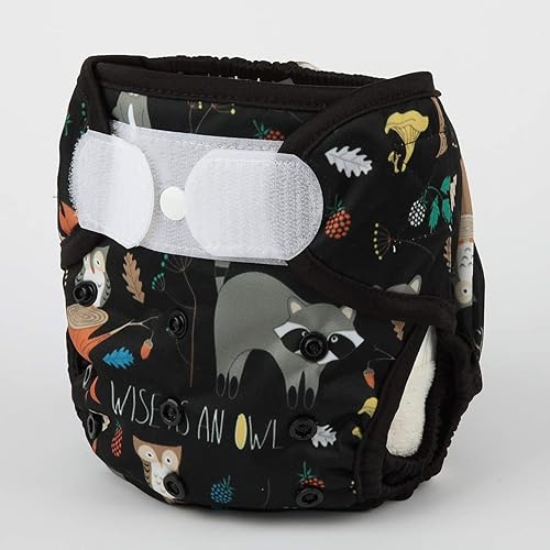 Baby Cloth Diaper Cover Nappy Hook and Loop Double Gusset 6.6lbs to 33lbs (Rabbits Wolves) - Jamouz