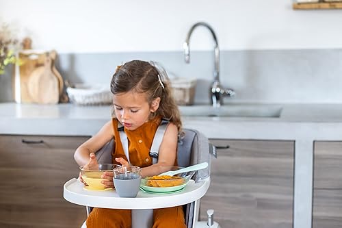 BEABA 3-Piece Duralex Glass Meal Set with Silicone Suction, Toddler Plate and Baby Bowls with Suction, Non Slip Kids Dinnerware Set, 2.5X Stronger Than Regular Glass, Pastel - Jamouz