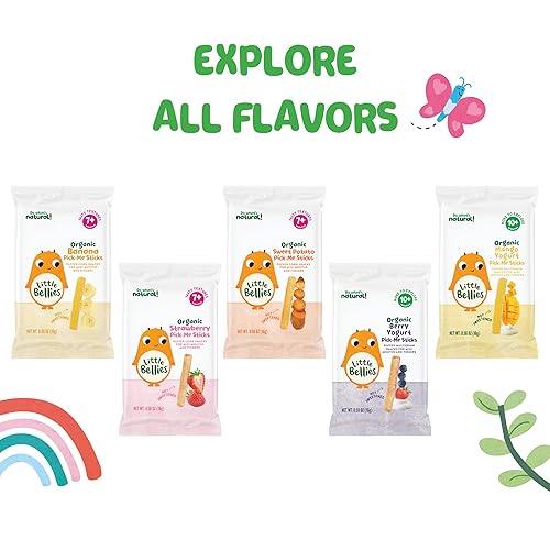 Little Bellies Organic Berry Yogurt Pick-Me Sticks, (Pack of 5 x 0.56 oz Individual Packs) - Jamouz