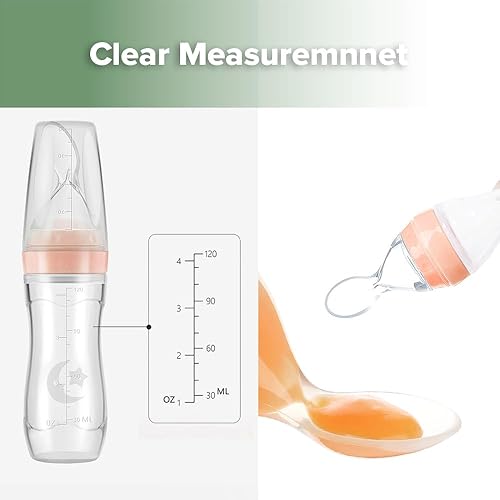 Haakaa Silicone Baby Food Dispensing Spoon Feeder 4oz - Infant Squeeze Cereal Feeder, Baby Fresh Food Feeder, Feed Bottle for Puree, Solid Baby Food, BPA Free, 4m+ Babies – Grey - Jamouz