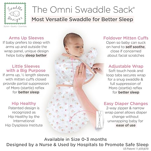 SwaddleDesigns 6-way Omni Swaddle Sack Arms Up Swaddle for Newborn, More Options to Calm Startle Reflex, Improves Sleep, Easy Transition Baby Sleep Sack, Small, 0-3 month, Heathered Gray - Jamouz