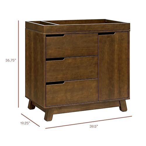 Babyletto Hudson 3-Drawer Changer Dresser with Removable Changing Tray in Washed Natural and White, Greenguard Gold Certified - Jamouz