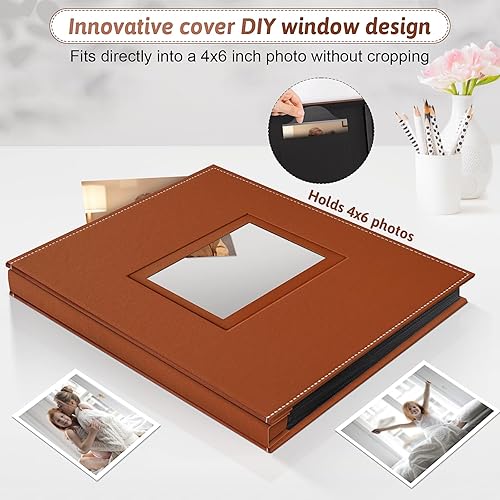 Popotop Photo Album 4x6 300 Pockets with Leather Hardcover Cover, Small Photo Album Holder Book with 50Pcs Pages for Family Travel Wedding Baby Gifts - Jamouz