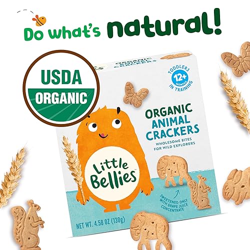 Little Bellies Organic Animal Crackers Toddler Snack (Pack of 5 x 4.58 oz Individual Packs) - Jamouz