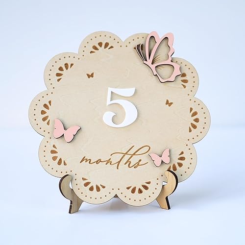 Milestone Marker Baby Girl Monthly Milestone Butterfly Name Sign for Hospital Girl Milestone Card Baby Shower Months Baby Milestone Sign (BABY4) - Jamouz