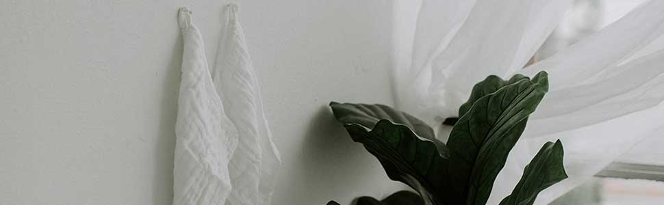 soft cotton muslin washcloths with loop to hang for quick drying