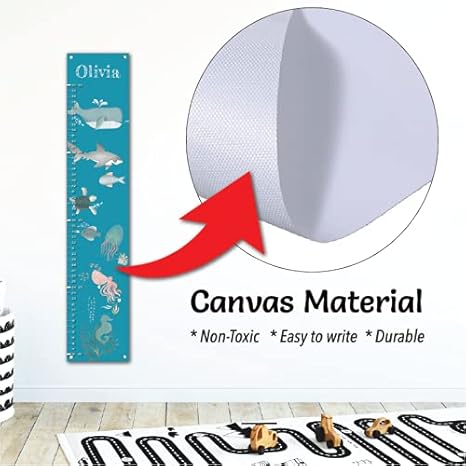 Personalized Kids Canvas Growth Chart, Height Chart, Growth Chart Banner, Train - Jamouz