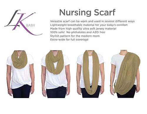 LK Baby 2pk Infinity Nursing Scarf Breastfeeding Cover Ultra Soft (Grey/Navy) - Jamouz