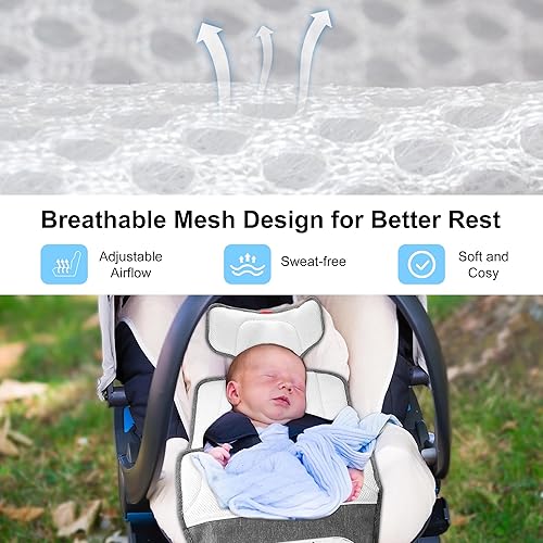 Stroller Cooling Pad with 2 Fans, 10000 mAh Battery Powered Cooling Cushion, 3 Speeds Breathable Cooling Pad Liners for Stroller Dining Chair - Jamouz