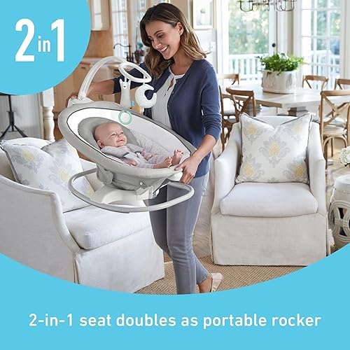 Graco Sense2Soothe 2-in-1 Baby Swing and Portable Rocker with Cry Detection Technology - Sailor - Jamouz