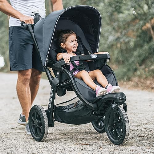 Chicco Activ3 Jogging Stroller Travel System, Includes Chicco KeyFit 30 Infant Car Seat with Base, Lightweight Aluminum Frame, Stroller and Car Seat Combo, Baby Travel Gear | Solar/Grey - Jamouz