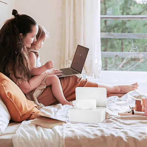 Diaper Wipes Dispenser Wipes Holder, Wipes Tissue Case Keeps Wipes Fresh Tissue Wipes Container with Lid (Blue) - Jamouz