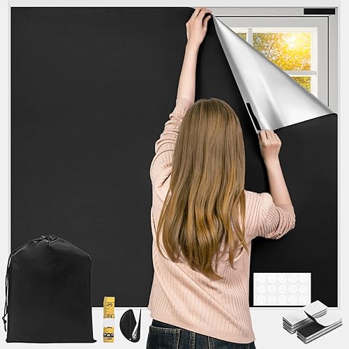 Lzerking Blackout Curtains 100% Blackout Window Cover 157' x 57' Portable Black Curtains Blackout Blinds for Bedroom,Baby Nursery,Camp - Jamouz