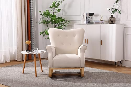 Nicbex High Back Rocking Chair Nursery Glider Chair for Nursery Velvet Upholstered Baby Rocking Chair Baby Glider Rocker,Grey - Jamouz