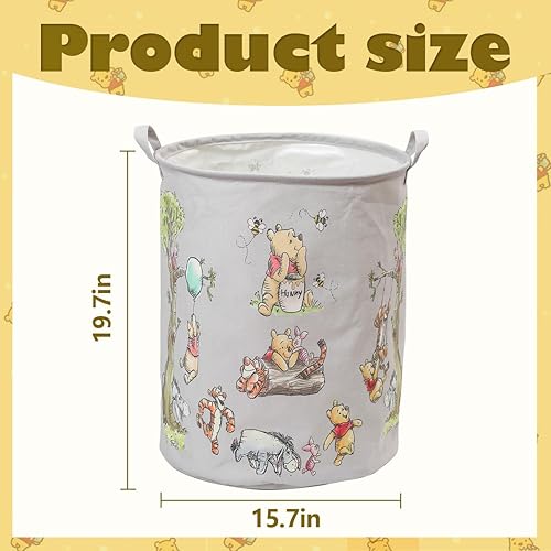 Nursery Storage Basket, Large Barrel Shaped Canvas Laundry Hamper With A Waterproof PE Coating, Foldable, for Kids, Boys and Girls, Bathroom and Bedroom Set, Clothes,Toys Bin.(Grey) - Jamouz