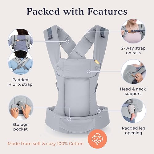 Beco Baby Carrier Gemini Newborn to Toddler-Front, Back and Hip Seat Carrier,Baby Carrier Backpack & Baby Front Carrier with Adjustable Seat,Ergonomic Baby Holder 7-35lbs (Grey) - Jamouz