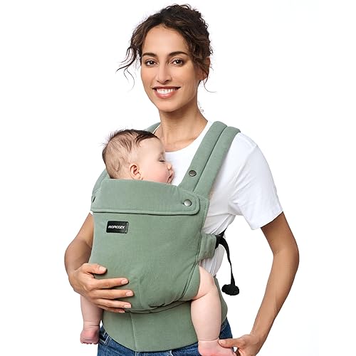 Momcozy Baby Carrier with Natural Cotton Linen, Built to Last, Ergonomic Design, 7-44lbs for Infant and Toddler, Lightweight and Comfortable, Hands-Free for Moms&Dads, Sage Green - Jamouz