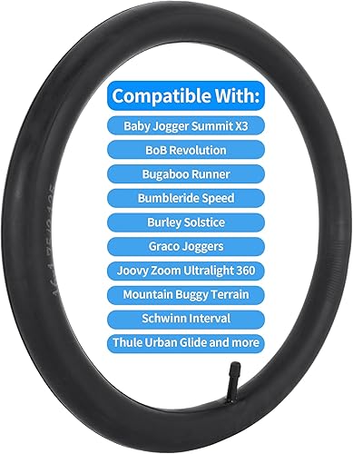 16' Back & 12.5' Front Replacement Inner Tubes 16 x 1.75/2.15 & 12.5 x 1.75/2.15 Compatible with Jogging Revolution Baby Jogger Summit X3 Schwinn Stroller Butyl Rubber Heavy Duty Tube 3 Pack - Jamouz