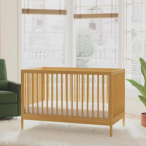 DaVinci Birdie 3-in-1 Convertible Baby Crib - GREENGUARD Gold Certified Crib - Convertible Crib to Toddler Bed and Daybed - Baby Bed w/ 4 Adjustable Heights - Easy to Assemble Wooden Crib - Honey - Jamouz