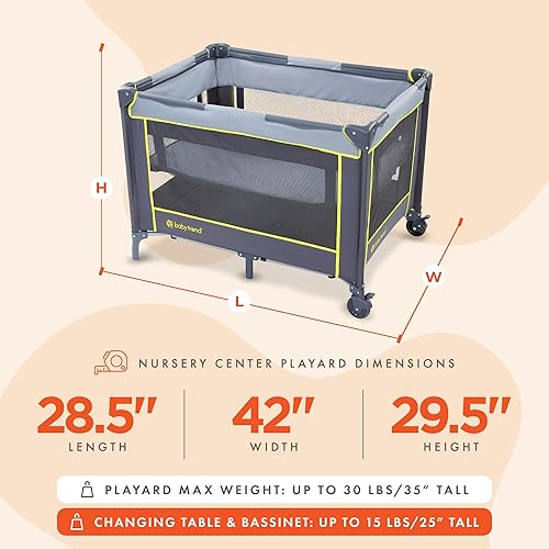 Baby Trend Portable Playard with Bassinet, Twinkle Lime - Jamouz
