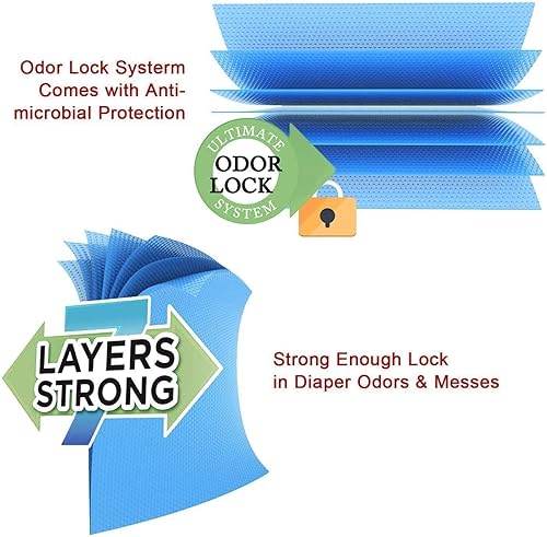 Diaper Pail Refill Bags, 1088 Counts, 34 Bags, Fully Compatible with Arm&Hammer Disposal System - Jamouz