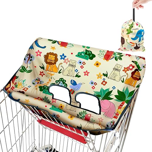 Shopping Cart Cover for Baby, High Chair Cover, Grocery Cart Seat Covers for Baby, Kids, Infants & Toddlers, Portable 2-in-1 Design, Includes Free Carry Bag (Cute Lion) - Jamouz