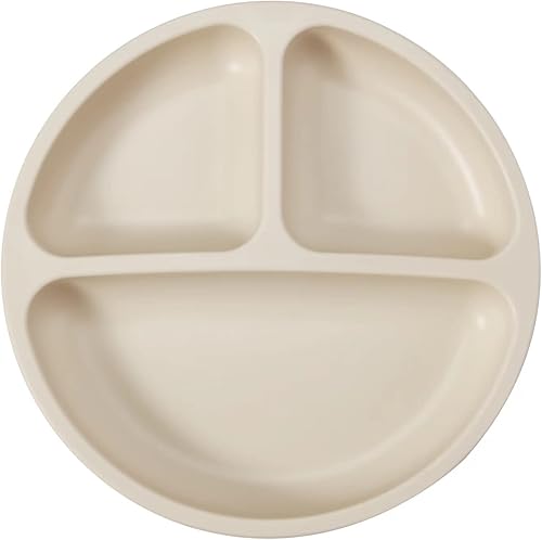 PandaEar Divided Unbreakable Silicone Baby and Toddler Plates - 3 Pack - Non-Slip - Dishwasher and Microwave Safe - Silicone (Blue Green Brown) - Jamouz