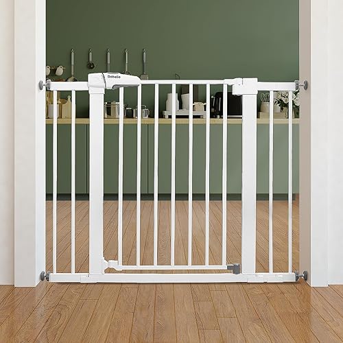 Babelio Baby Gate for Doorways and Stairs, 26''-40'' Auto Close Dog/Puppy Gate, Easy Install, Pressure Mounted, No Drilling, fits for Narrow and Wide Doorways, Safety Gate w/Door for Child and Pets - Jamouz