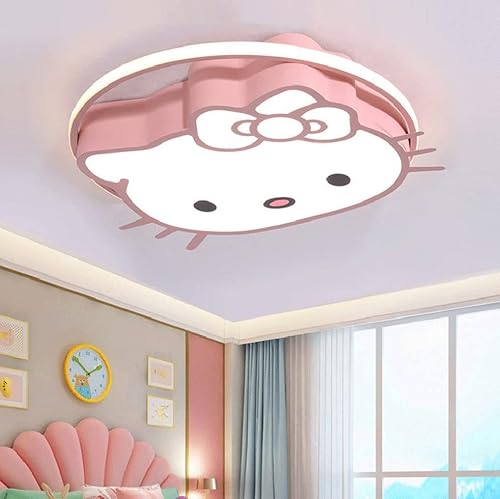 Children's room ceiling lamp girl bedroom LED dimming creative Kitty ceiling lamp acrylic lampshade boy baby child ultra-thin chandelier ceiling lamp simple cartoon children's lamp ( Color : Pink ) - Jamouz