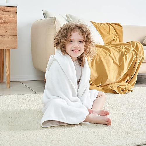 Toddler Bath Towel - Viscose from Bamboo & Cotton Blend for Delicate Skin - Super Soft Thick 600GSM - Ideal Toddler Boy and Girl Bath Essentials 35'x35' Bath Towel - Baby Towel with Hood - Jamouz