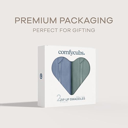 Comfy Cubs Swaddle Blanket Baby Girl Boy Easy Zipper Wrap 2 Pack Newborn Infant Sleep Sack (Small 0-3 Months, Blush, Mauve) - Jamouz