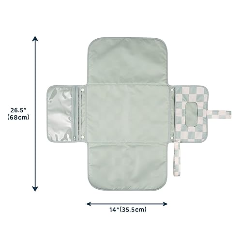 Tiny Twinkle Portable Diaper Changing Pad, Foldable Waterproof Baby Change Pad for Newborn Girl & Boy with Smart Wipes Pocket (Beige Checkers) - Jamouz
