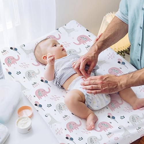 Stretchy Changing Pad Covers for Boys Girls,2 Pack Jersey Knit,Elephant & Whale - Jamouz