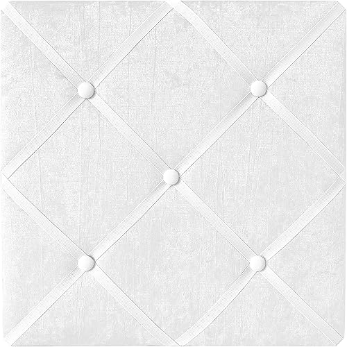 Sweet Jojo Designs White Fabric Memory Memo Photo Bulletin Board - Solid Crinkle Crushed Velvet Luxurious Elegant Princess Boho Shabby Chic Luxury Glam High End Boutique Ruffle for Lace Collection - Jamouz