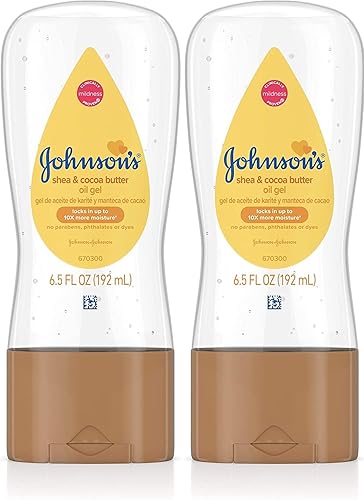 Johnson's Baby Oil Gel, Moisturizing Baby Massage Mineral Oil Enriched with Shea & Cocoa Butter, Dry Skin Relief for Babies, Kids & Adults, Nourishing & Gentle on Delicate Skin, 6.5 fl. oz - Jamouz